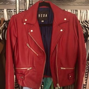 Red Veda leather jacket NWOT